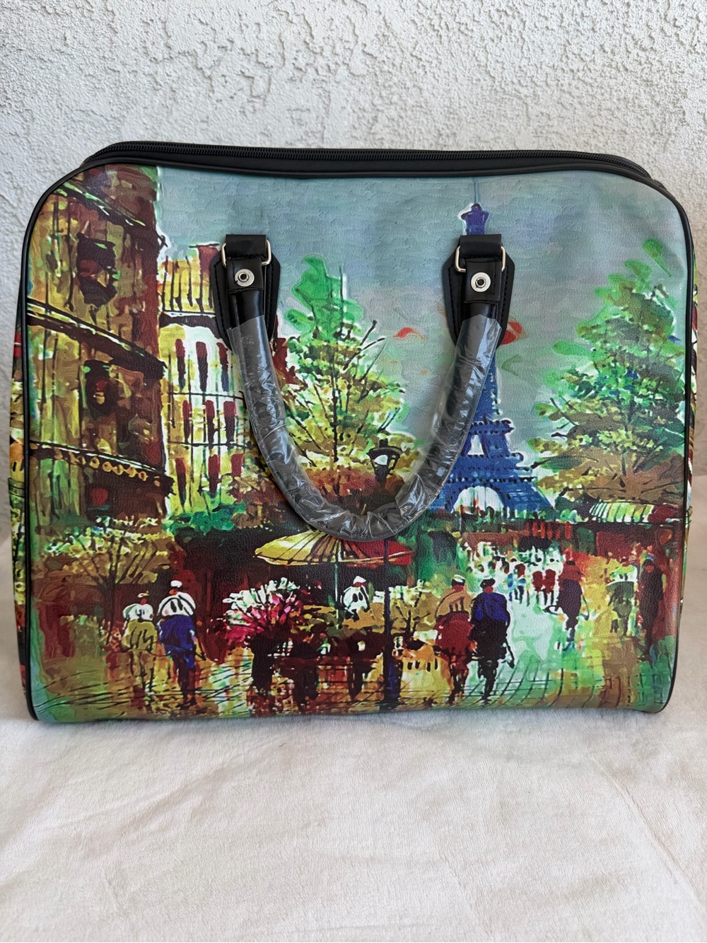 Paris Scene Printed Tote Handbag in Multicolor
